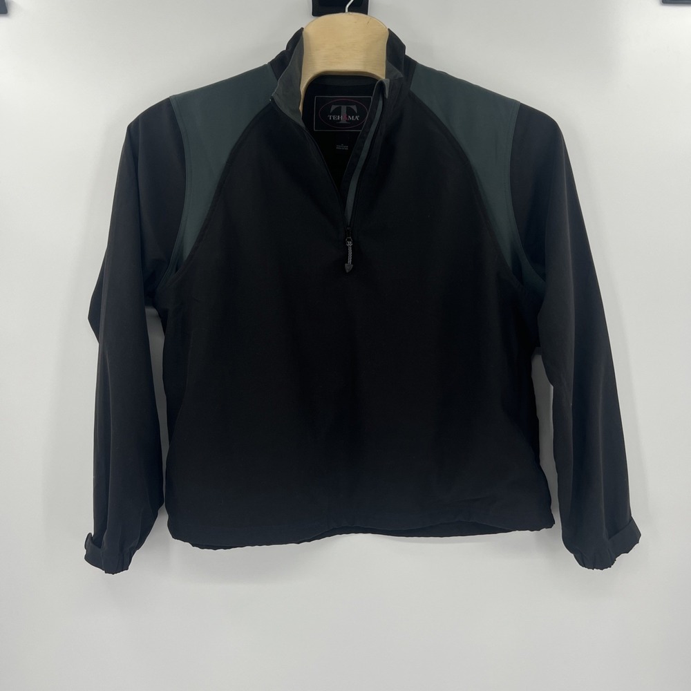 Tehama‎ Black Quarter Zip Pullover With Zipper Pockets Size XL